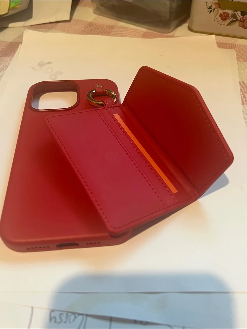 Red Smartphone Wallet Case with Card Holder iphone 15 pro max